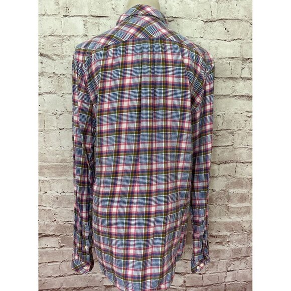 Dept B Barbour Womens Pink Plaid Button-Up Long Sleeve Shirt Linen Blend Size S - Picture 3 of 6